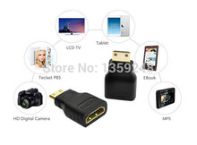 Gold Plated 1080P Mini Male HDMI to Standard HDMI Female extension Adapter Connector Converter for HDTV