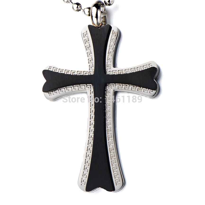Cross Pendant Necklace Mens Cross Necklace for Men Greek Key Large Cross Pendant Men Necklace Mens
