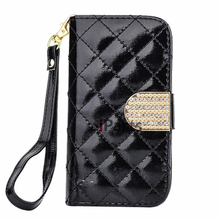 The Latest Japanned Leather Wallet Diamond Magnetic Flip Cover Stand Case Wristlet for Samsung Galaxy S3