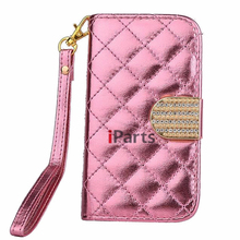 The Latest Japanned Leather Wallet Diamond Magnetic Flip Cover Stand Case Wristlet for Samsung Galaxy S3
