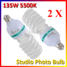 2Pcs lot Bright E27 220V 5500K 135W Photo Studio Bulb Video Photography Daylight Light Lamp CFL