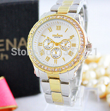 Marca moda de lujo oro de ginebra relojes relojes de cuarzo Crystal Rhinestone reloj de pulsera reloj reloj montre relogio feminino