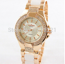 Moda de lujo a estrenar oro mujeres del cuarzo del reloj relojes de ginebra Crystal Rhinestone reloj de pulsera reloj reloj montre relogio feminino