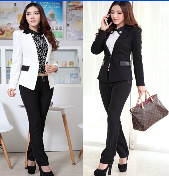 black and white formal pant suits