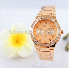 Marca moda de lujo del cuarzo de ginebra Crystal Rhinestone reloj de oro reloj reloj femenino reloj montre relogio feminino
