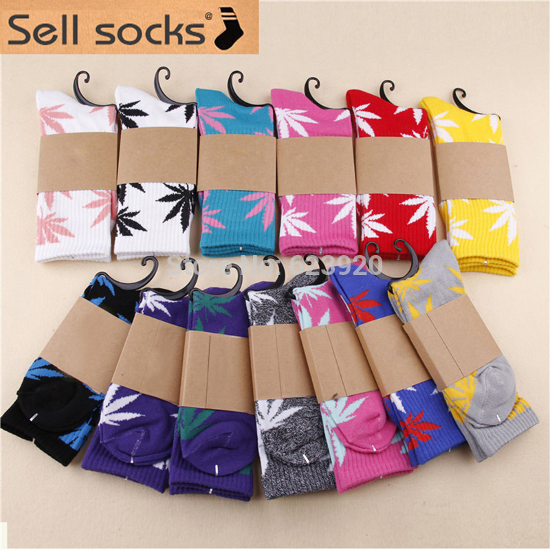 1 par de homens meia Maple leaf meias moda longa Cannabis Marijuana erva me