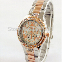 2015 moda de lujo marca de ginebra del cuarzo Crystal Rhinestone del oro reloj para mujer relojes de pulsera de reloj reloj montre relogio feminino