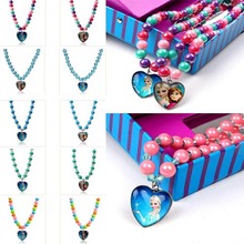 Fashion Frozen Fashion Jewelry Necklace Charm Beads Chain Frozen Elsa Anna Kid Heart Pendant Xmas Gift