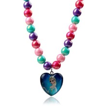 Fashion Frozen Fashion Jewelry Necklace Charm Beads Chain Frozen Elsa Anna Kid Heart Pendant Xmas Gift