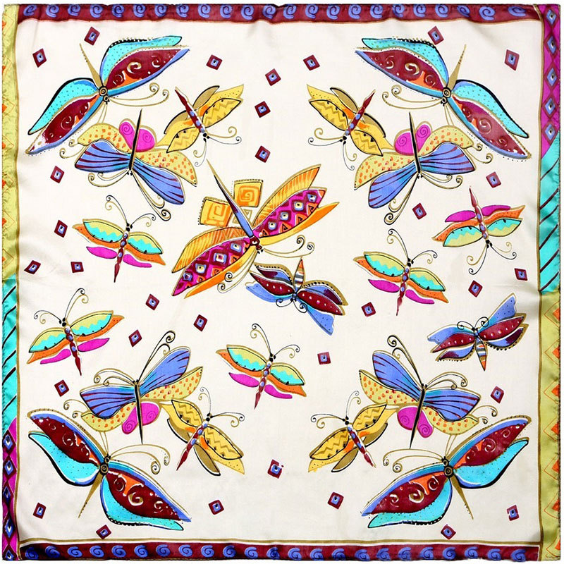 Guarantee 100 Silk Scarf Women Scarf Butterfly Print Mini Square Silk Scarf Animal 50cm Fashion 2015