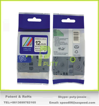 Very Strong adhesive 12mm black on white tz label tape tz-fx231 tze-231