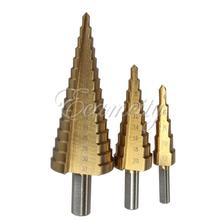 Free Shipping 3Pcs/lot HSS Steel Large Step Cone Drill Titanium Metal Bit cut Tool Set Hole Cutter 4-12/20/32mm Wholesale