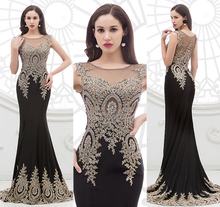 Vestido de Festa Longo 2014 Free Shipping Discount Gorgeous Mermaid Black Evening Dresses Long Party Prom