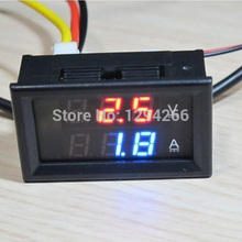 Precio más barato rojo azul LED DC 0 – 100 V 10A Dual pantalla del medidor Digital amperímetro del voltímetro del Panel Amp Volt Gauge Red + Blue LED wq6B
