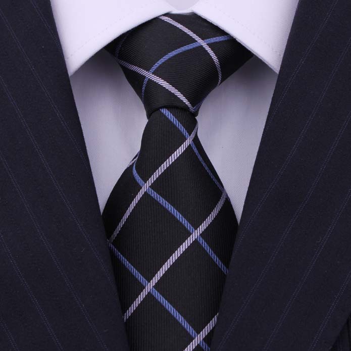 High Quality Black Plaid Silk Ties For man Gravatas Masculinas Formal Business Dresses Neckties Neckwear Corbata