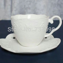 Brand New Bone China Embossed Ceramic 100 Hand Made White Lace Flower Coffee Cup Set 