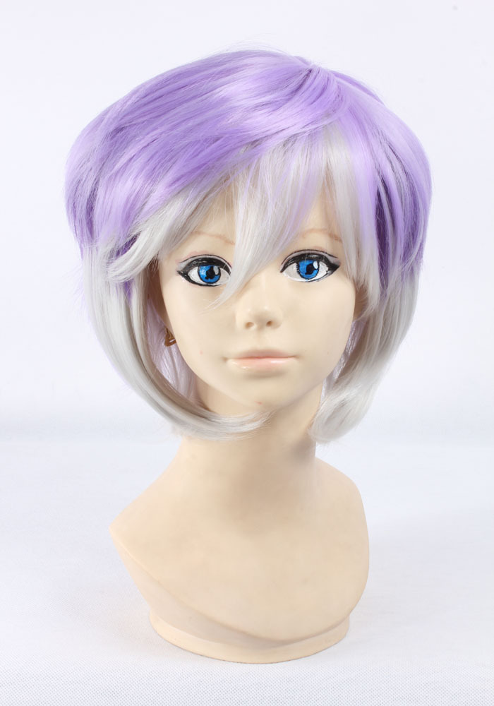 New-Grey-Mix-Purple-Ombre-Wig-Cheap-Hair-Wigs-Men-Women-Short-font-b-Haircut-b