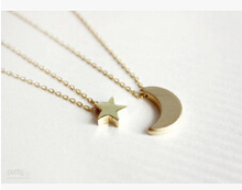 TX1206 Two layer necklace Multi strand Moon and Star Necklace Hammered layering simple necklace for women