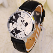 Quartz Silicone Strap Cute Children’s Watch Cartoon Mikey Mouse   Leather Wristwatch Leisure Quartz Wrist Watch for Girl