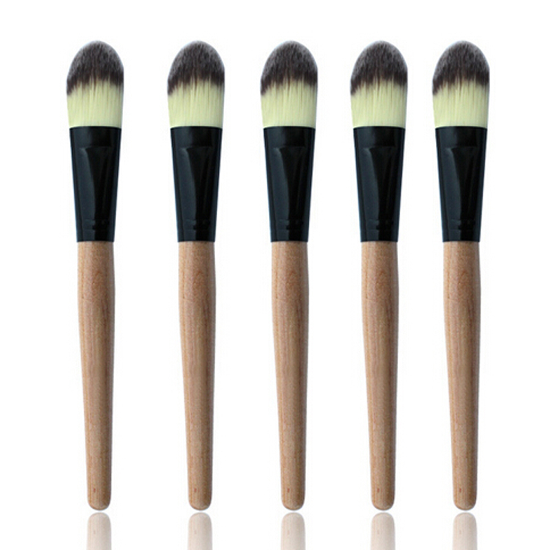 Top Sale Wooden Handle Smooth Fiber Hair Makeup Wet Powder Foundation Brush Beauty Tool Free Drop