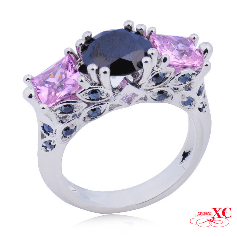 Jewelry Wedding Finger Rings Pink Black Sapphire AAA Zircon 18KT White ... Jewelry Wedding Finger Rings Pink Black Sapphire AAA Zircon 18KT White ...