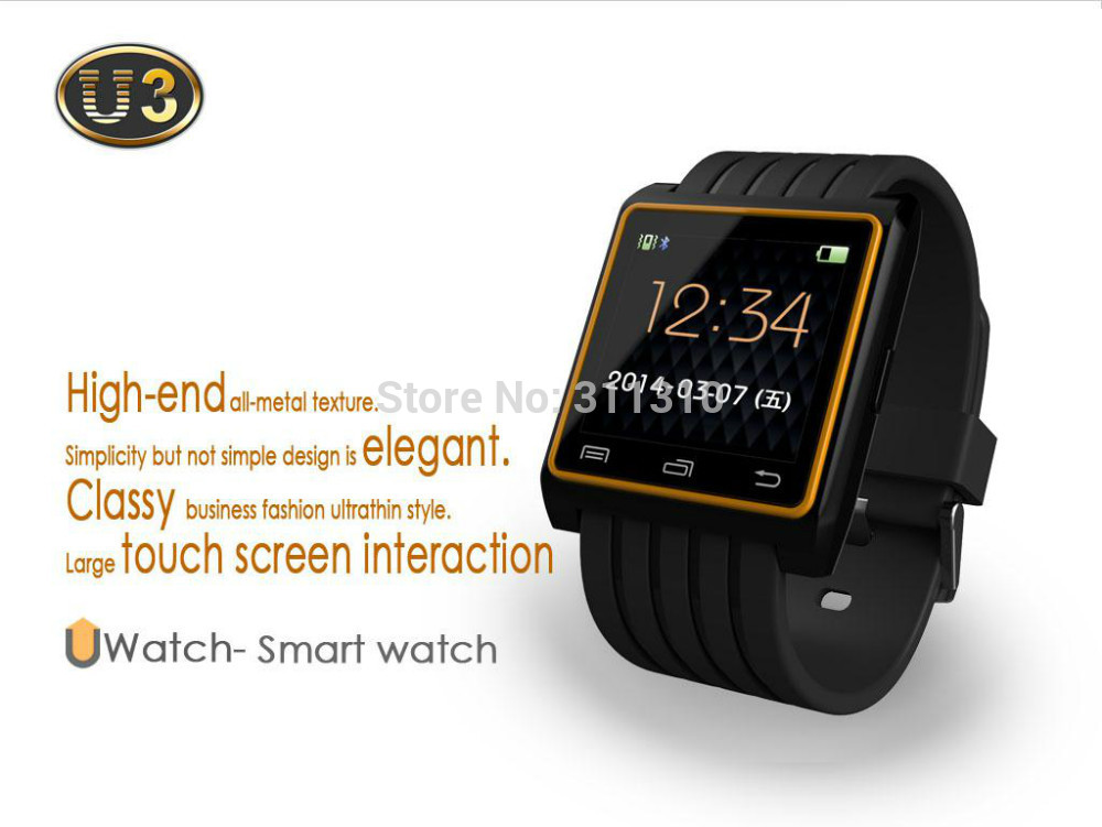 2014 New U Bluetooth Watch U3 For iPhone Samsung Smartphone Sports Wristwatch with Remote Camera Function