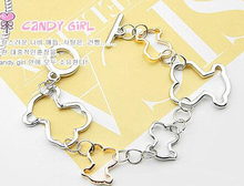 Metal Teddy Bear Shaped Bracelets Gold Silver Chain Bracelets for Women Men pulseiras femininas masculina 2014