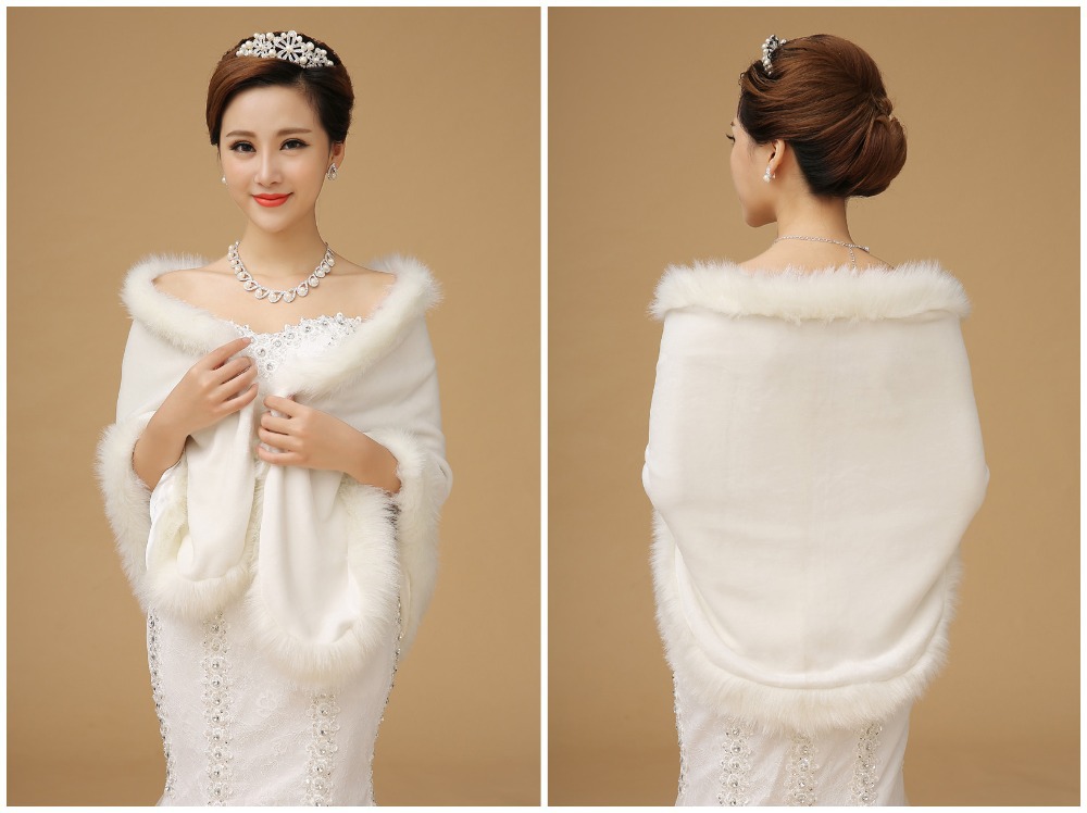 Top-Quality-2015-Wedding-Dress-Shrugs-Fur-Trim-Cape-White ... Top-Quality-2015-Wedding-Dress-Shrugs-Fur-Trim-Cape-White ...