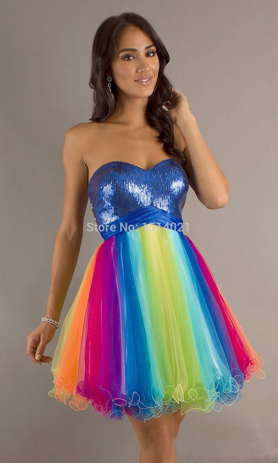 882014-New-Sequin-Sweetheart-Rainbow-Tulle-Open-Back-Short-Prom-Dress ...