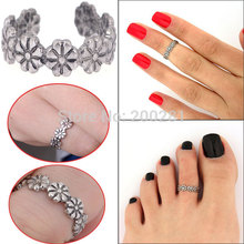 10Pcs/lot Fashion Adjustable Women Vintage Daisy Flower Open Ring Toe Ring Knuckle Band Mid Finger Tip Rings For Girls Lady Gift