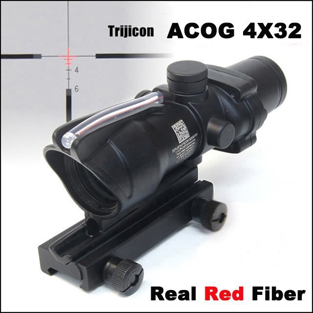 Free delivery of high qualityTactical Hunting Shooting Trijicon Acog 4x32 Riflescope green Optical Real Fiber with