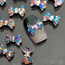 10pcs 3D Nail Art Decoration Colorful Bow Alloy Jewelry Glitter Rhinestone