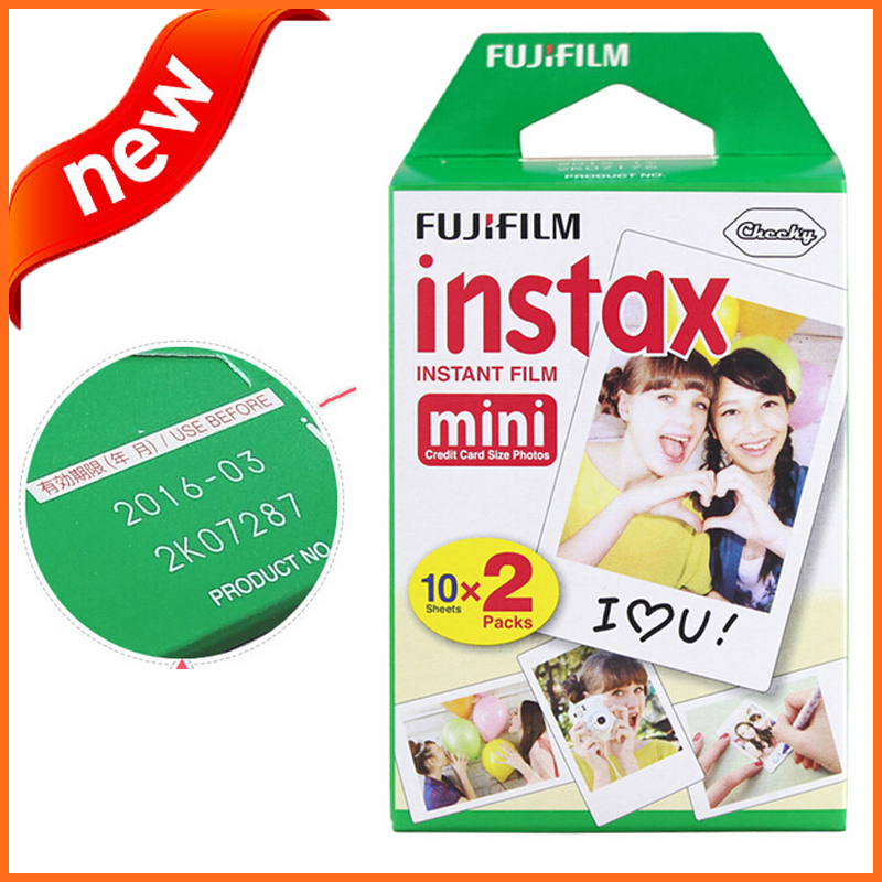 New Packing Fujifilm Instax Mini Film 20 sheets White Edge Instant Photo for Camera Mini 7s