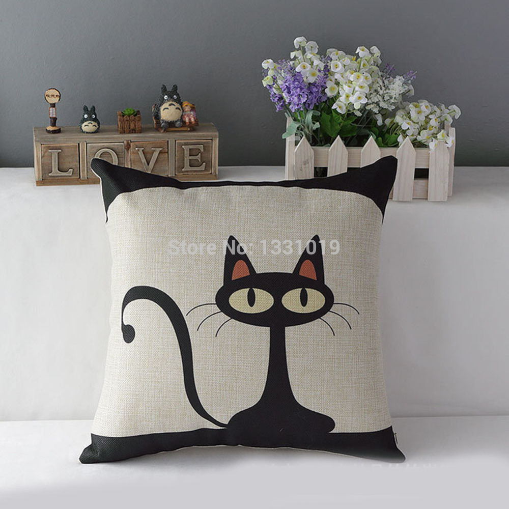 Купить диван хлопок белья квадратный подушка случае черная кошка .