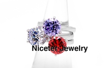 NICETER 2ct Round Cut Ruby Cubic Zircon 6Prong Setting Rings Engagement Wedding Rings Vintage Fashion For