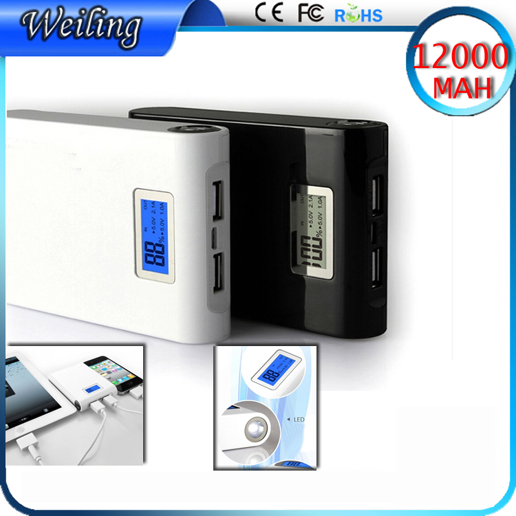 Digital display Dual USB Power bank portable 12000MAH 18650 Power Bank Move Power Bank for iphone