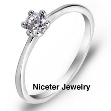 NICETER 2Colours Romantic Princess Cut Round Design Ruby Transparent Engagement Ring With 18K Real Gold Plated