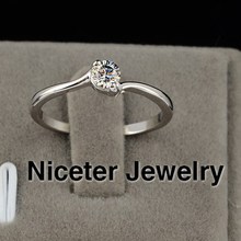 NICETER Exclusive 18K Real White Gold Plated Cubic Zircon Diamond Ruby/Transparent Engagement/Party Rings For Women Accessories