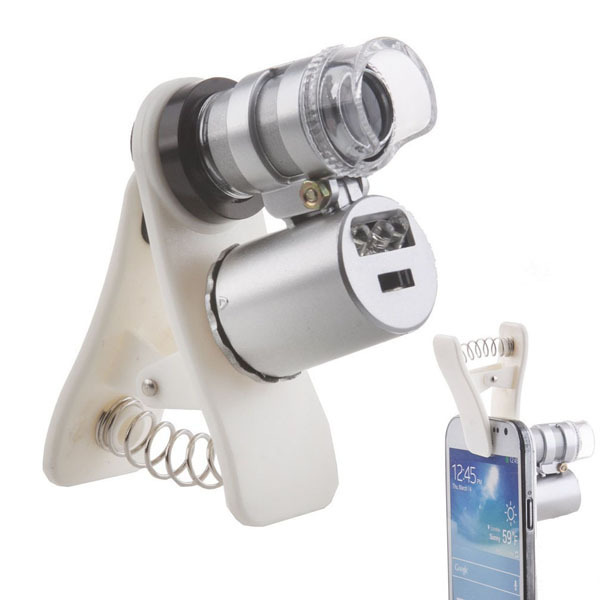2015 New arrival Universal Clip 60X Microscope with LED UV Lights for Universal SmartPhones