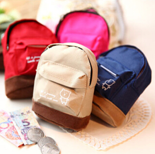 New Sale kawaii fabric canvas mini backpack women girls kids cheap coin pouch change purses clutch