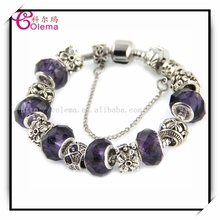 Valentines Gift Fashion Noble Purple Glass Beaded Bracelets For Women Fits Pandora Style Cuff Bracelets Jewelry