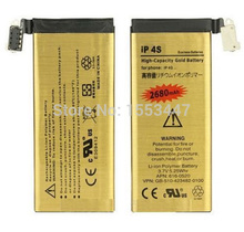 2pcs/lot 2680mAh High Capacity Gold Golden li-ion Business Battery 3.7V 5.3Whr Batterie Batterij Bateria For Apple iPhone 4S