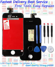 Fastest Shipping Black-Replacement LCD Screen LCD digitizer touch screen display With 9*Tools+Sticker for Iphone 4