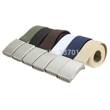 NEW Cotton Canvas Metal Buckle Belt Waist Waistband Cintos Men Women Unisex Boys Girls Plain Webbing