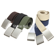 NEW Cotton Canvas Metal Buckle Belt Waist Waistband Cintos Men Women Unisex Boys Girls Plain Webbing