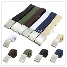 NEW Cotton Canvas Metal Buckle Belt Waist Waistband Cintos Men Women Unisex Boys Girls Plain Webbing
