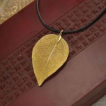 Fashion Natural Unique Leaf Real 24K Gold Plating Dangle Pendant For Jewelry Necklace Latest Design Gift