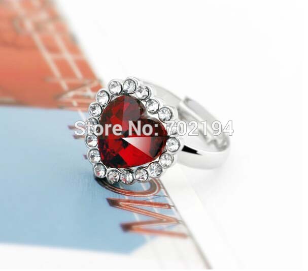 5x NEW arrive Titantic blue love rings for women fashion ruby jewelry imitation diamond alloy cabochon