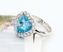 5x NEW arrive Titantic blue love rings for women fashion ruby jewelry imitation diamond alloy cabochon