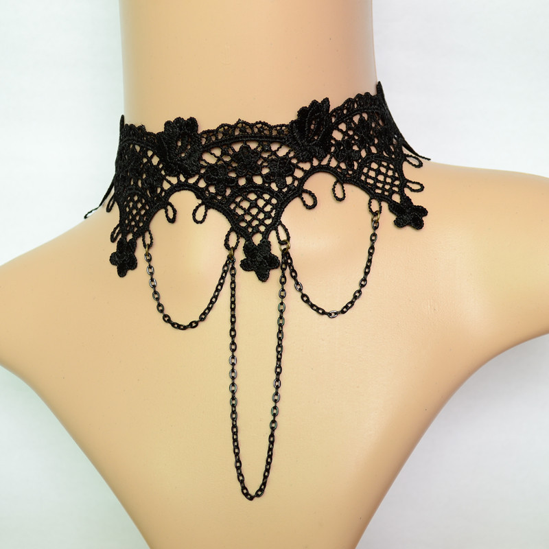 free shipping tatoo choker necklace for women vintage lace necklace jewelry hot sale black short lace